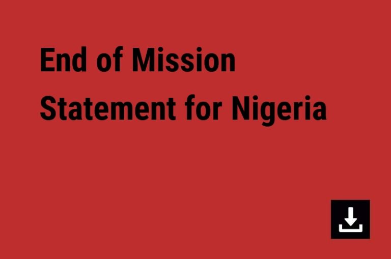 End of Mission Statement for Nigeria
