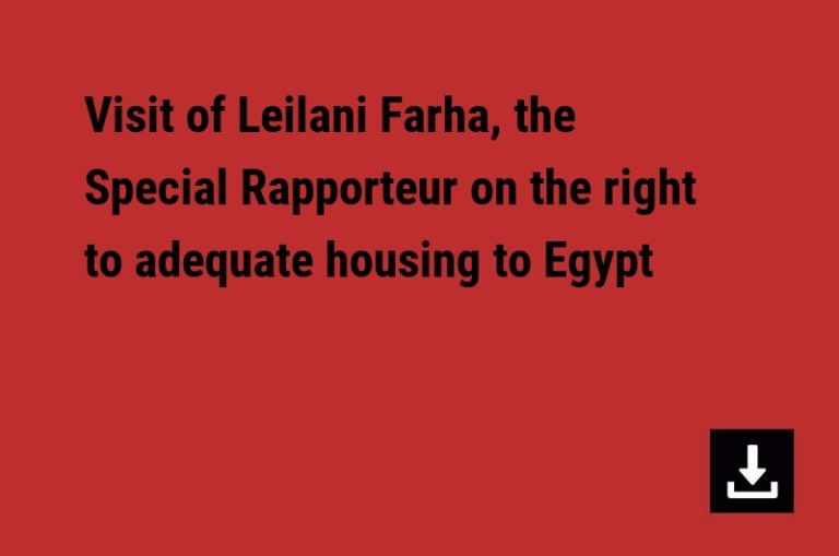 Visit of Leilani Farha, the Special Rapporteur on the right to adequate housing to Egypt